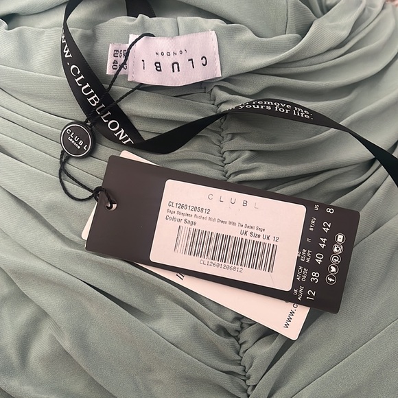 CLUB L STRAPLESS RUCHED MIDI DRESS - Picture 3 of 3